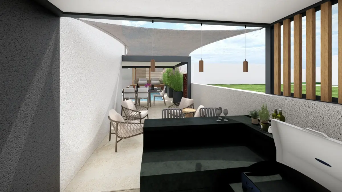 Conception 3D : Réalisation de cuisine d'été avec pergola et terrasse à Lavaur