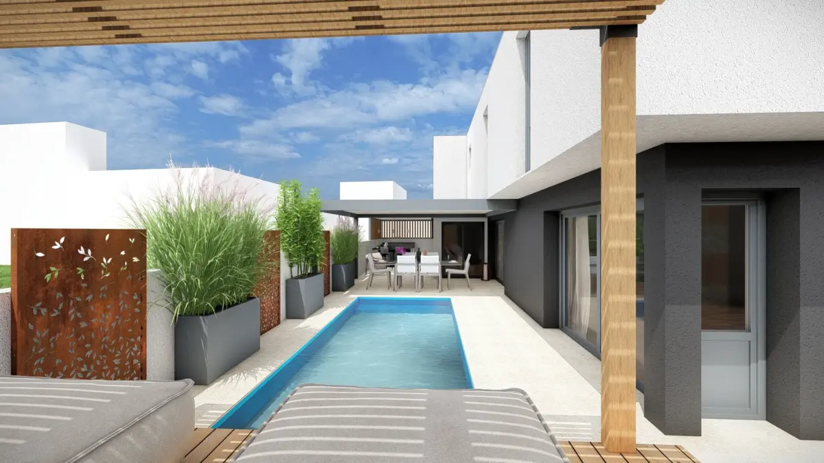 Conception 3D : Réalisation de couloir de nage et terrasse repas à Revel